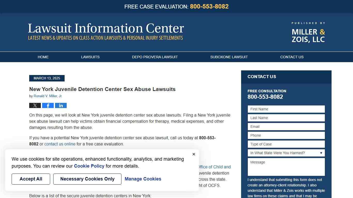 New York Juvenile Detention Center Sex Abuse Lawsuits